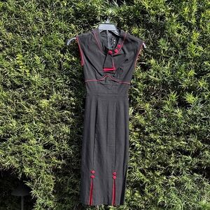 Stop Staring Black Dress with Red Accents